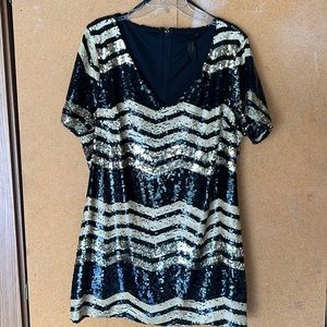 Size XL black & gold sequin dress.